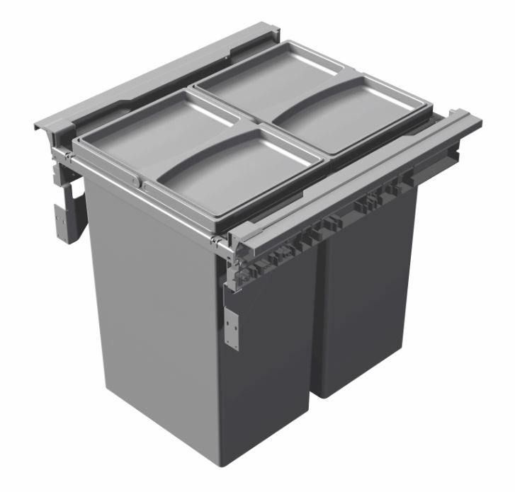 Pullout Waste Bin 58 L Grey 463mm H 310mm W , min width 500mm